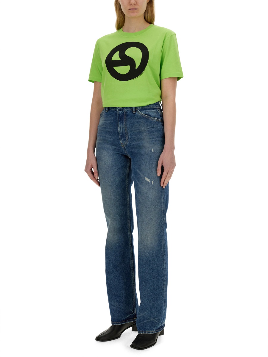 Acne Studios Short-Sleeved T-Shirt With Bold Graphic Print Groen