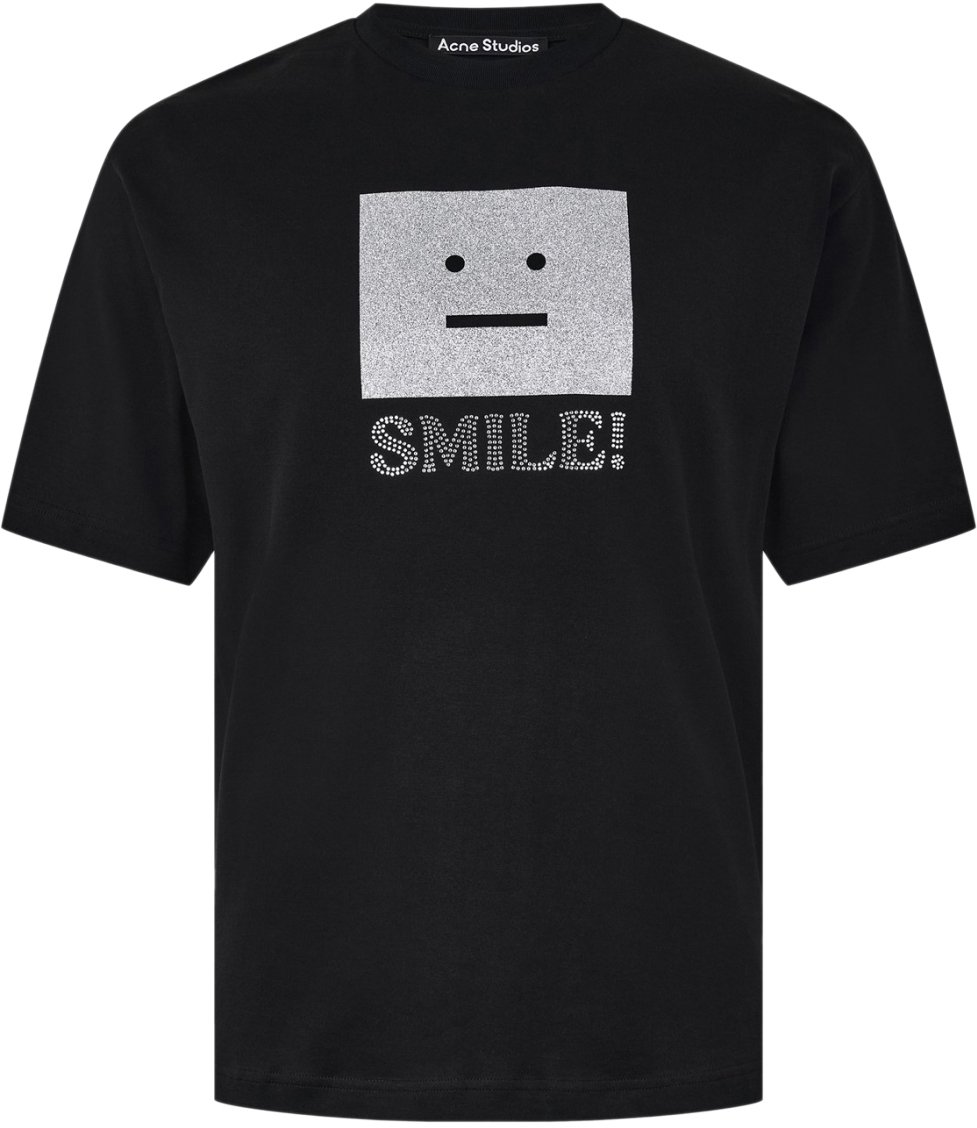 Acne Studios Face Smile Oversize T-shirt Zwart