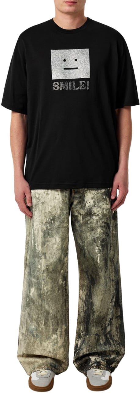 Acne Studios Face Smile Oversize T-shirt Zwart