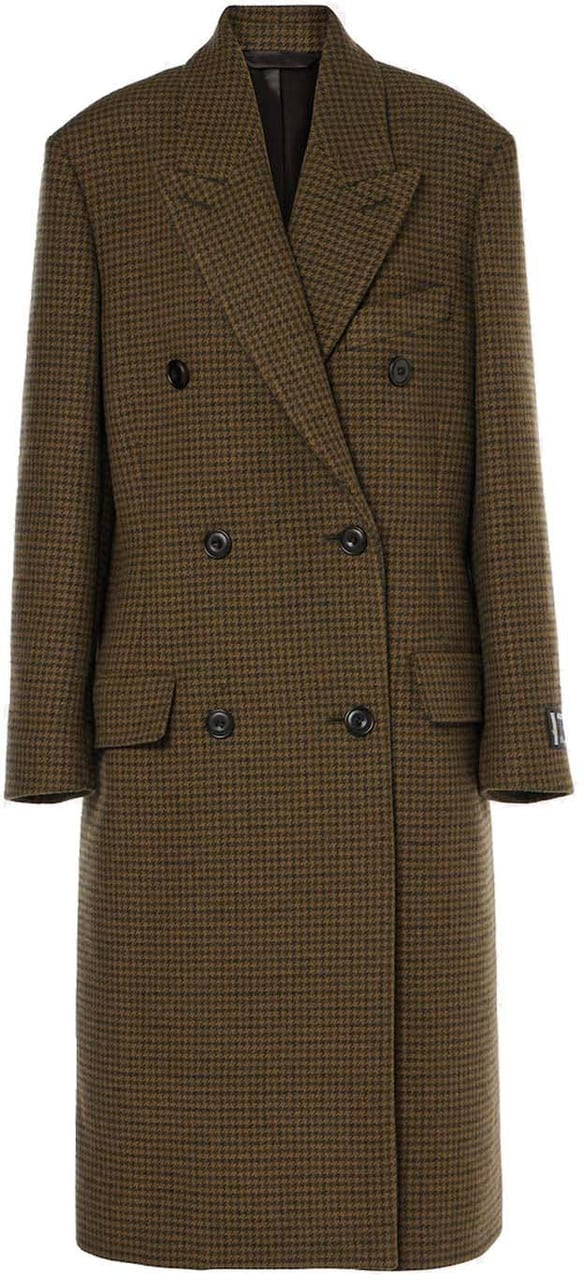 Acne Studios Acne Studios Checked Double-Breasted Wool Blend Coat Bruin