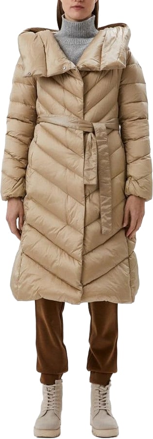 Add Piumino long beige down women's jacket Beige