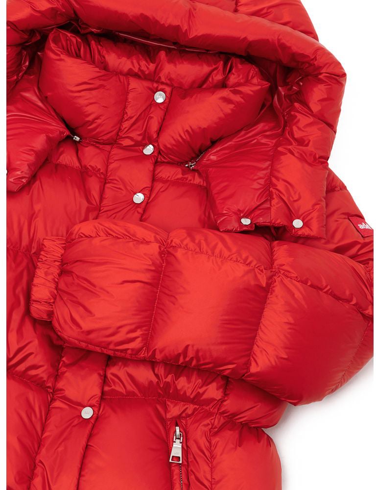 Add Red Polyamide Full-Length Jacket Rood
