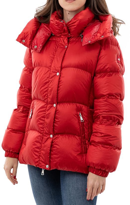 Add Red Polyamide Full-Length Jacket Rood