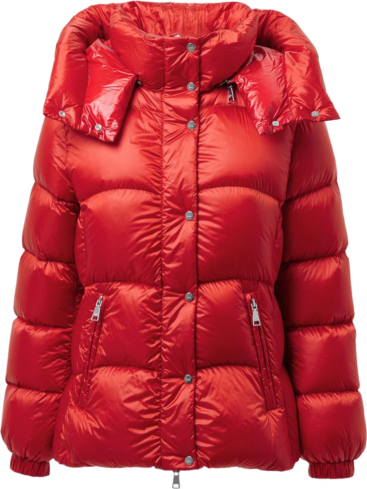 Add Red Polyamide Full-Length Jacket Rood