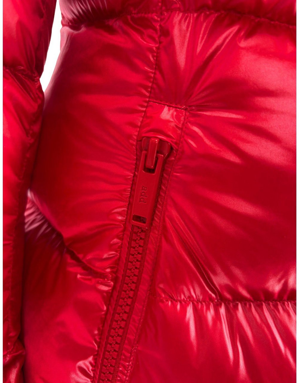 ADD ADD SHINY CORTINA HOODED DOWN JACKET Rood