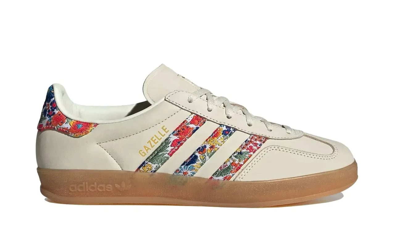 Adidas Gazelle Indoor Liberty London Floral Embroidery Stripes Beige
