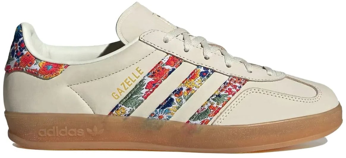 Adidas Gazelle Indoor Liberty London Floral Embroidery Stripes Beige