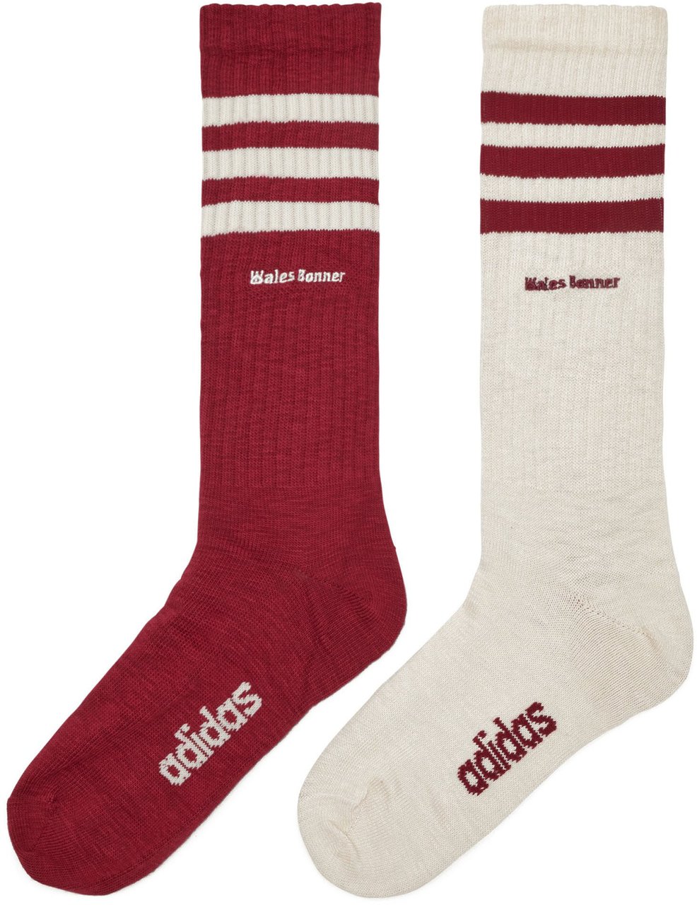 Adidas Wales Bonner 3s Sock Wonder White Collegiate Burgundy Wit
