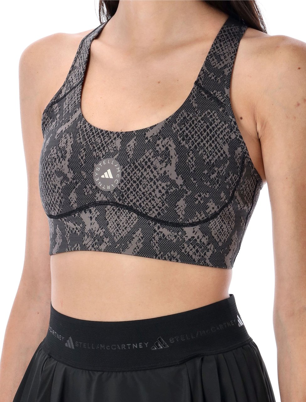 Adidas Bra Topsnake Print Charcoal Zwart