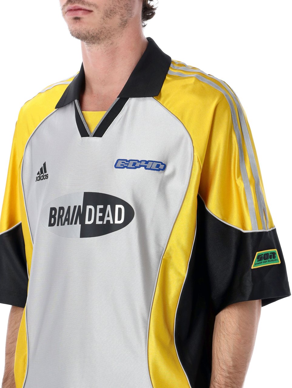 Adidas Brain Dead Football Tee Silver Mt Zilver