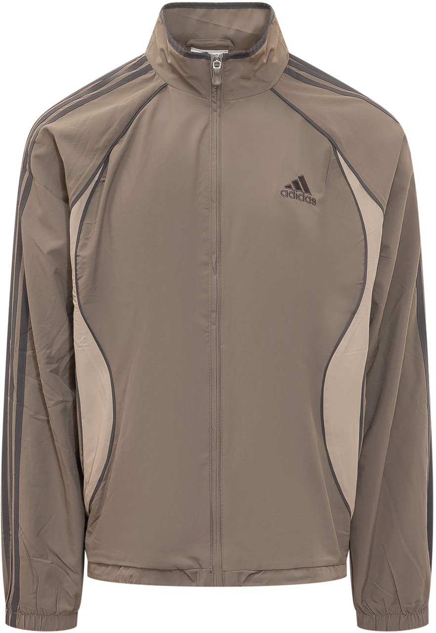 Adidas Giacca con Zip e Collo Alto Taupe