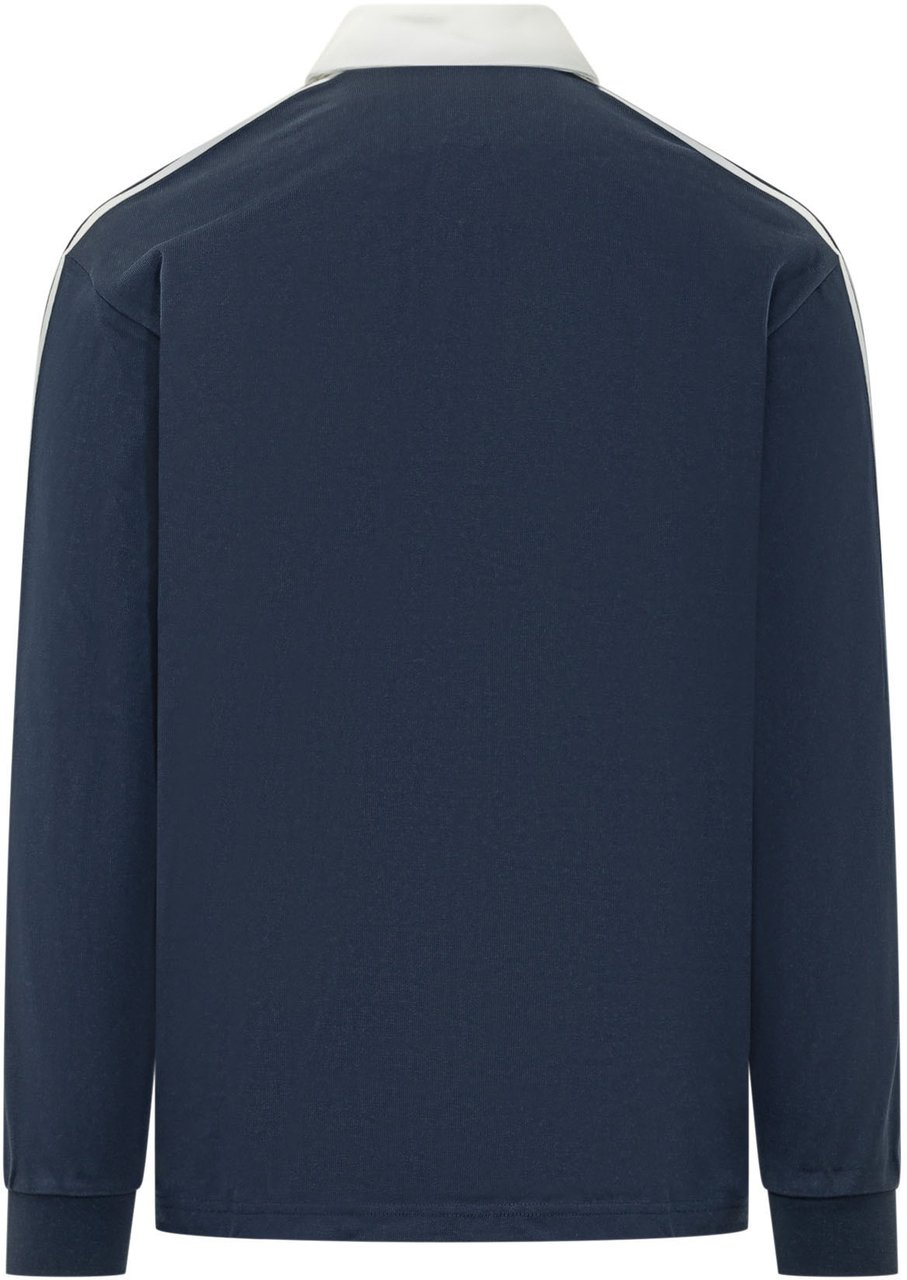 Adidas Polo a Maniche Lunghe con Bande Navy