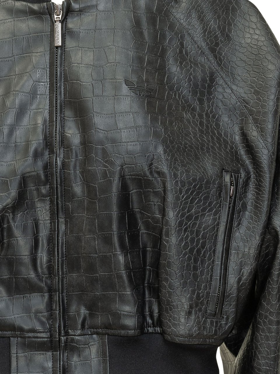 Adidas Giacca Corta Effetto Cocodrillo con Zip Donkergrijs