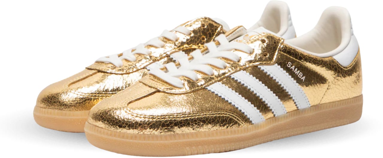 Adidas Samba OG Gold Metallic Cracked Leather Divers