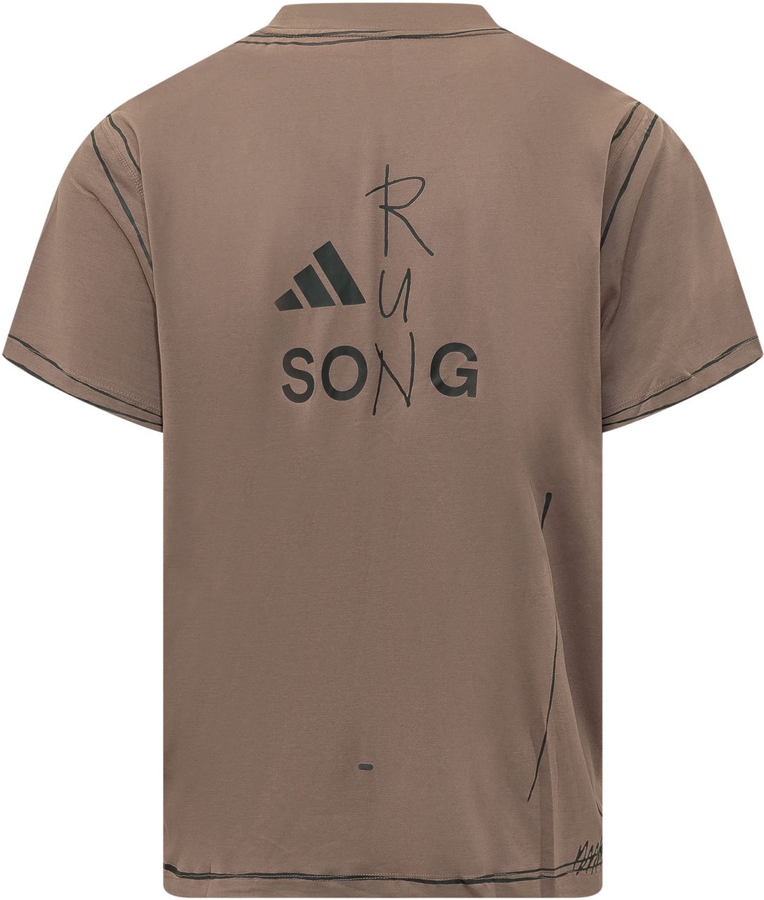 Adidas T-shirt con Stampa Grafica e Logo Taupe