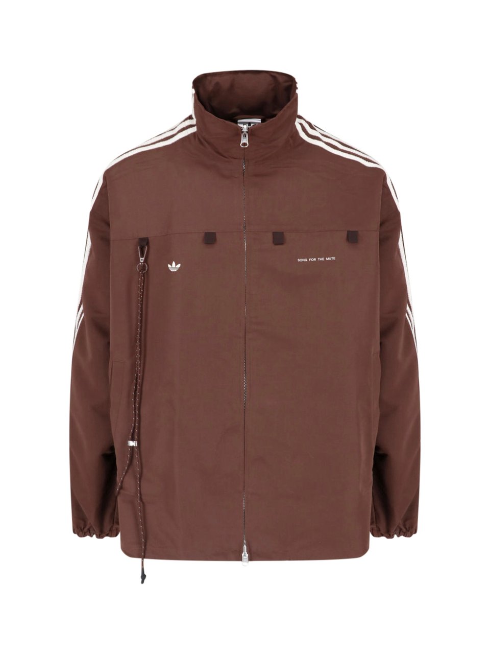 Adidas Zip-Up Jacket with High Collar and Signature Stripes Bruin