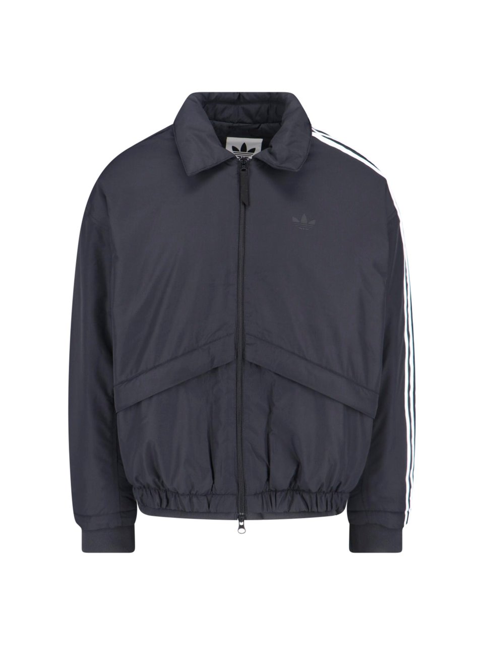 Adidas Bomber Jacket with Contrast Stripes and Zip Closure Zwart