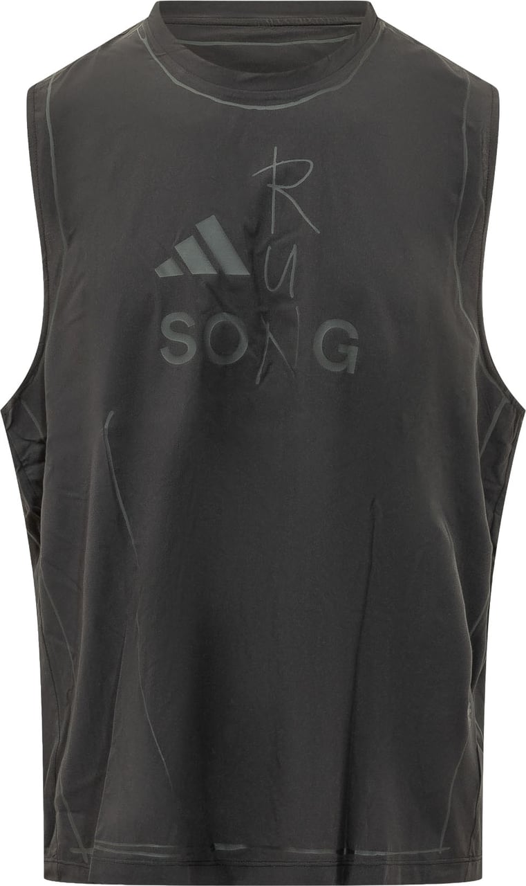 Adidas Top Senza Maniche con Stampa e Logo Donkergrijs