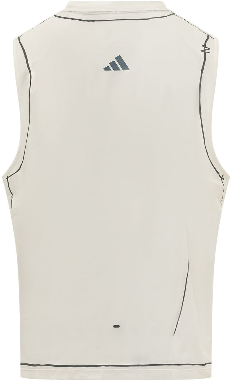 Adidas Top Senza Maniche con Stampa e Logo Wit