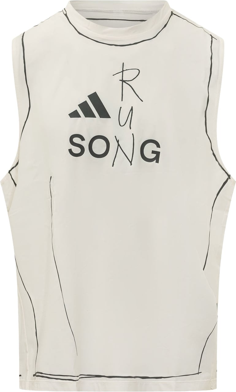 Adidas Top Senza Maniche con Stampa e Logo Wit