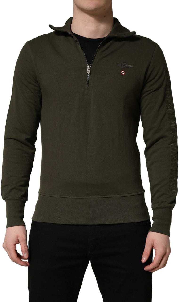 Aeronautica Militare MilitaryGreen HalfZip Sweatshirt Sweater Groen