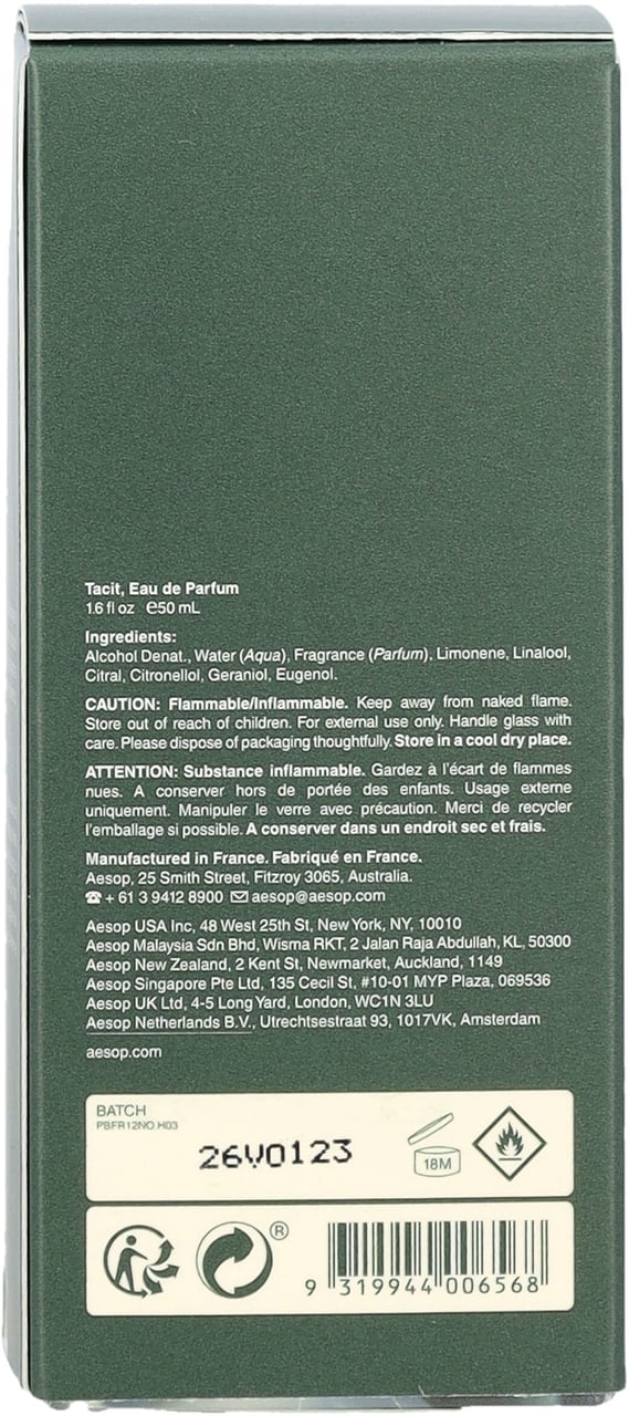 Aesop Tacit Eau De Parfum 50Ml Rosso Rood