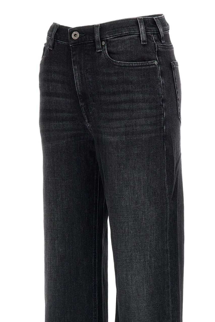 AG Jeans Faded Grey Stretch Denim Wide-Leg Jeans Grijs