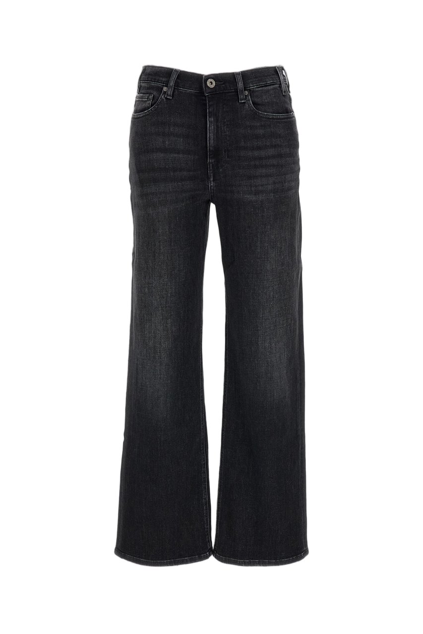 AG Jeans Faded Grey Stretch Denim Wide-Leg Jeans Grijs