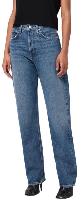 Agolde Kelly High-Rise Straight-Leg Jeans Grijs