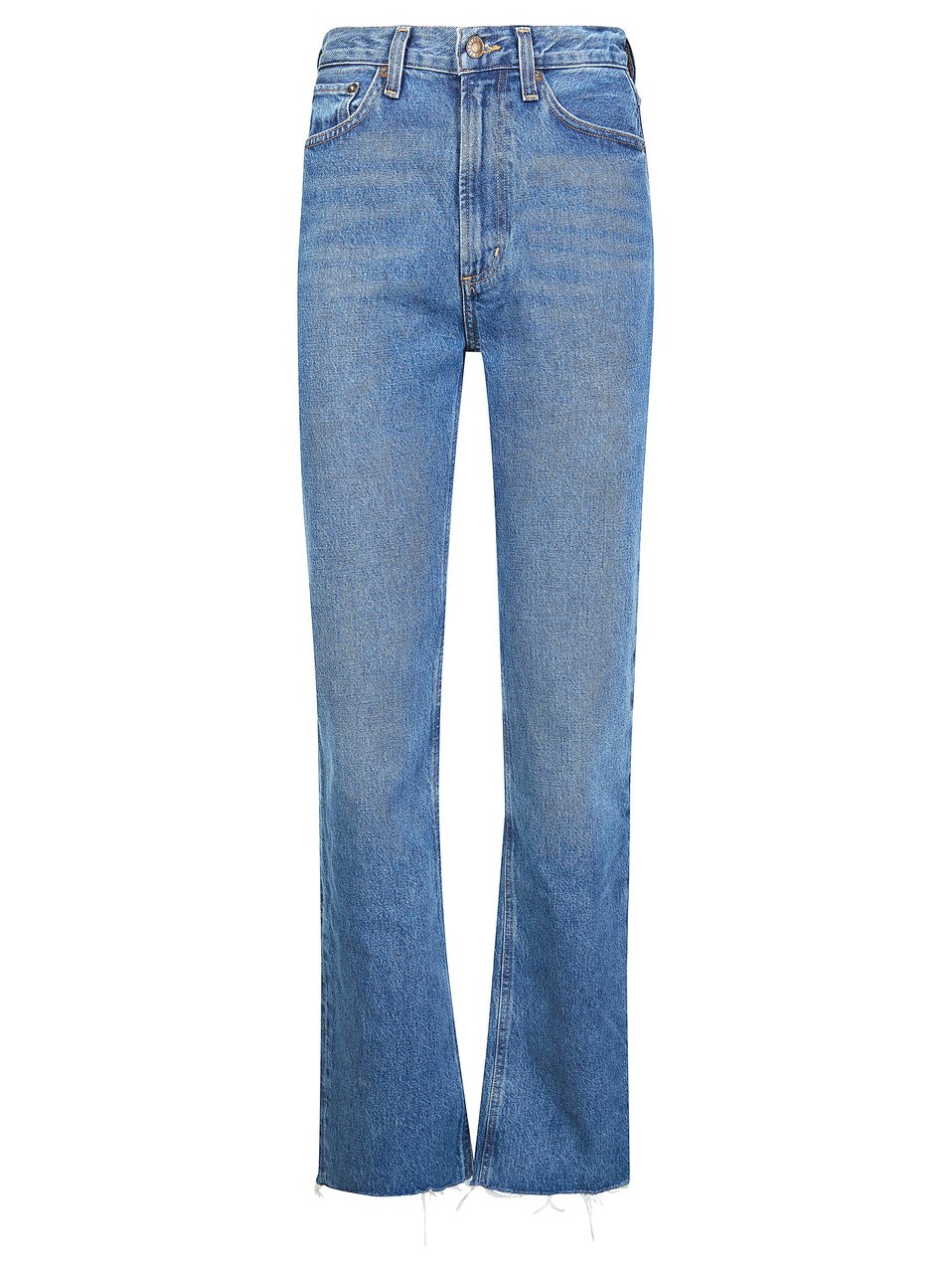 Agolde Leena High Waist Frayed Jeans Blauw