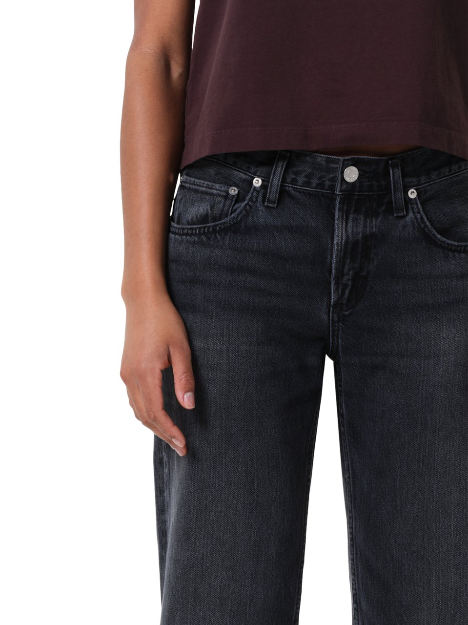 Agolde Loose-Fit Black Denim Trousers with Five-Pocket Design Zwart