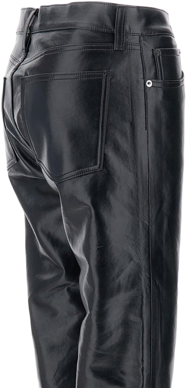 Agolde Low-Rise Slim-Fit Trousers In Certified Recycled Leather Zwart