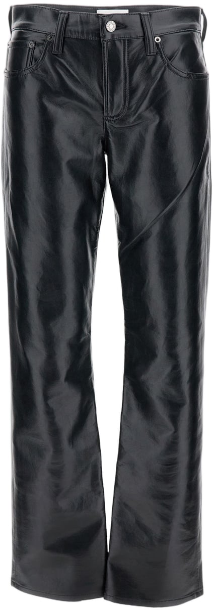 Agolde Low-Rise Slim-Fit Trousers In Certified Recycled Leather Zwart