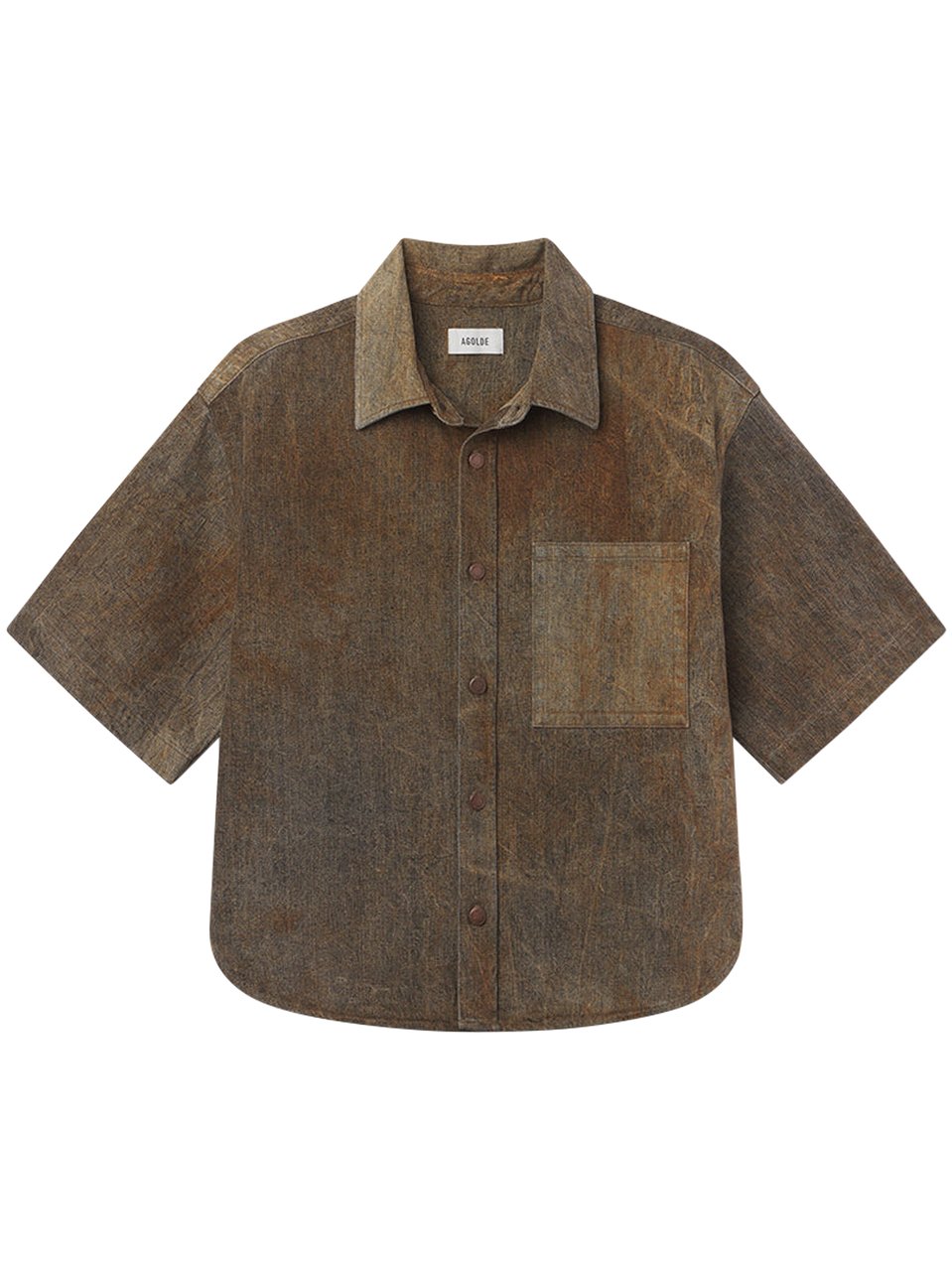 Agolde Boxy Cropped Shirt with Classic Collar Grijs
