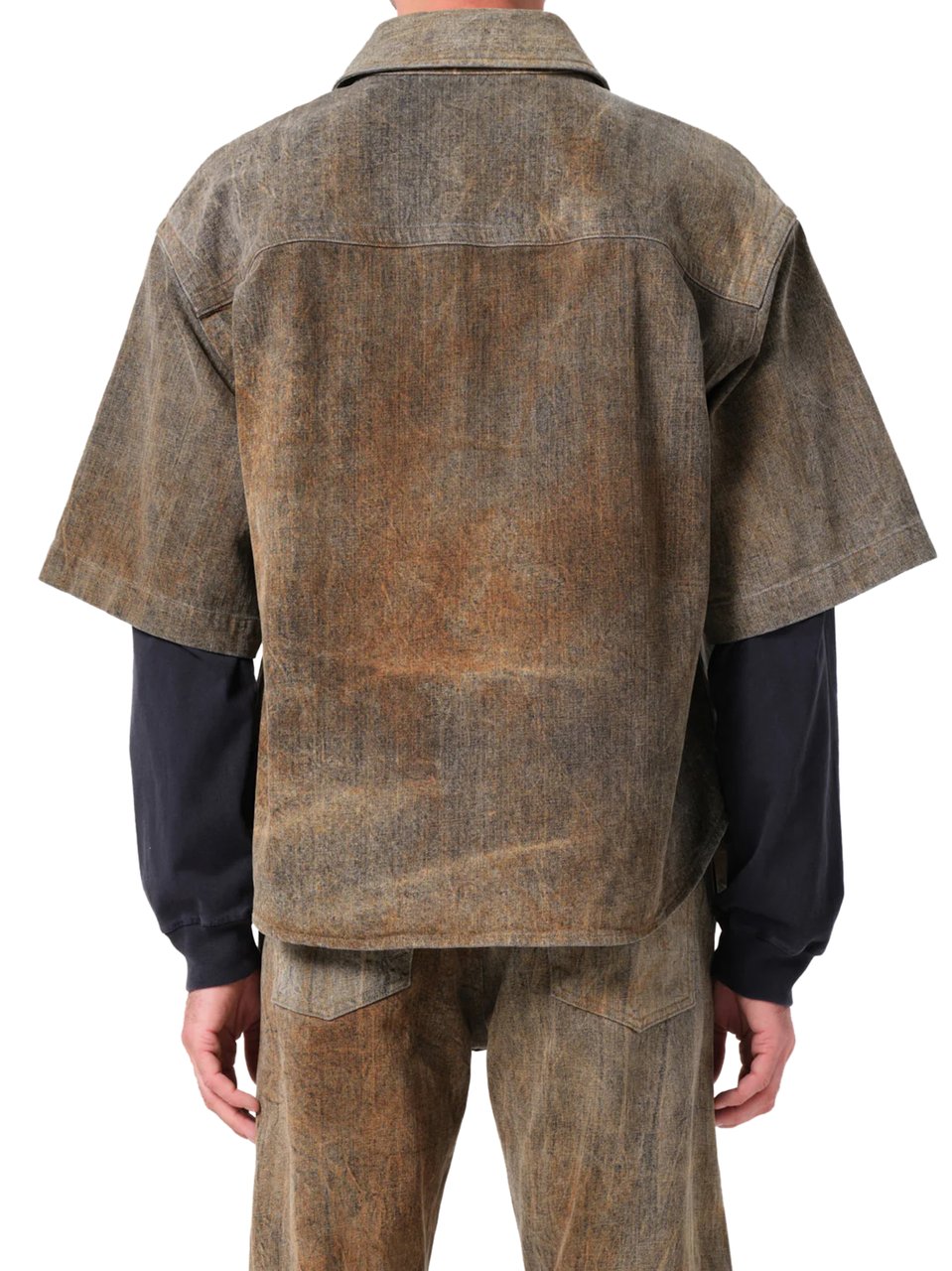 Agolde Boxy Cropped Shirt with Classic Collar Grijs