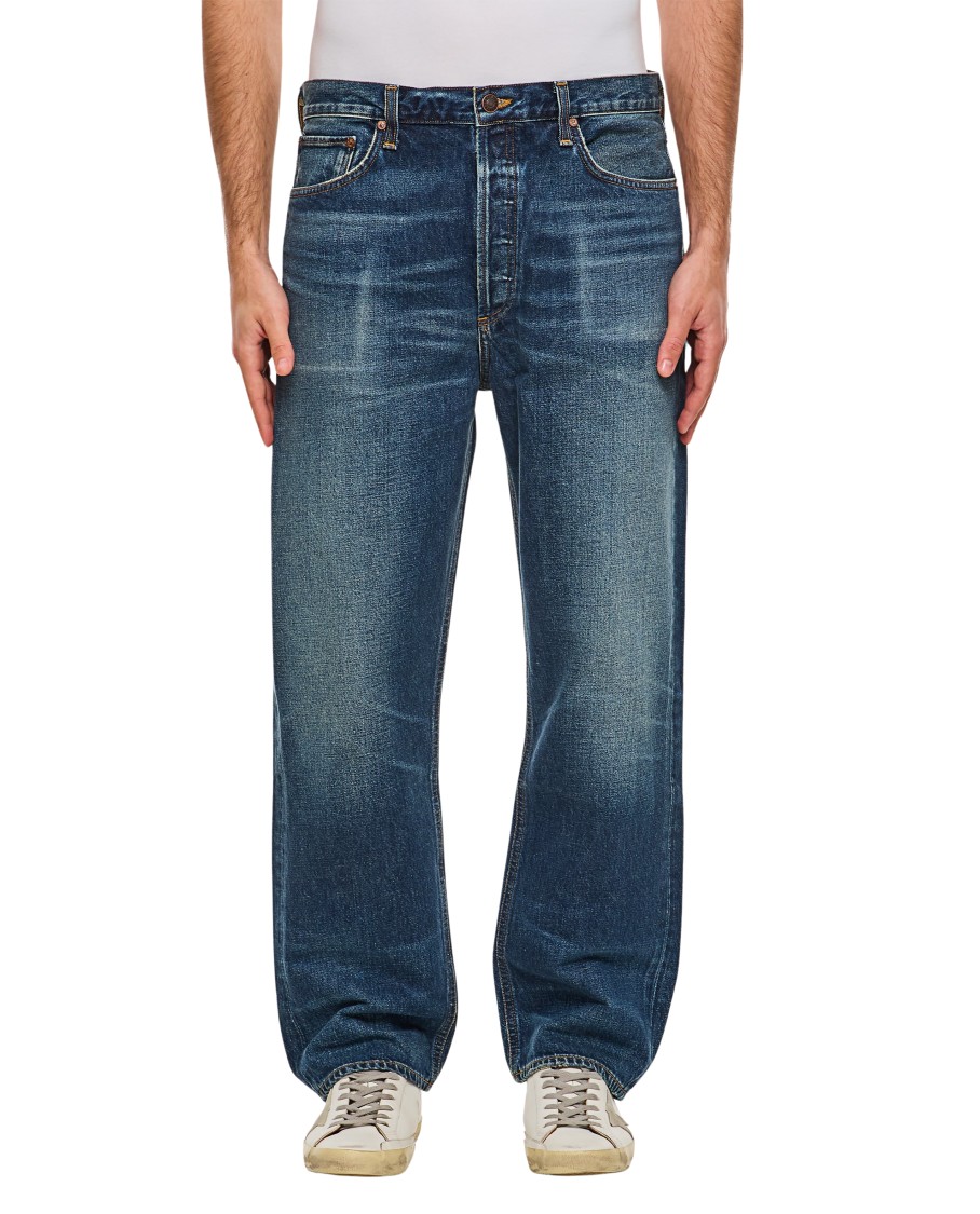 Agolde Faded Blue Straight-Leg 90'S Jeans Blauw