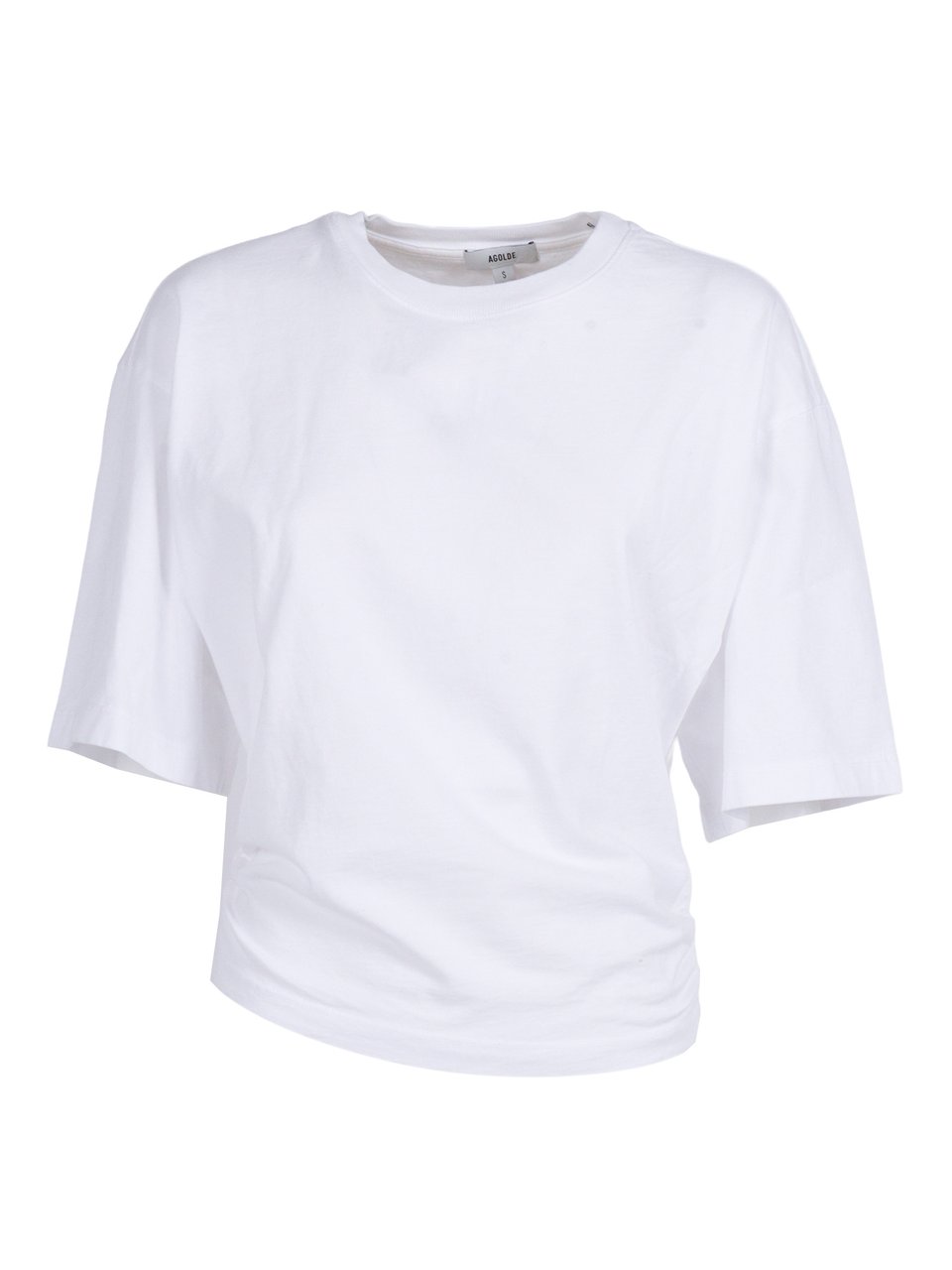 Agolde Shari Sculptural Ruched T-Shirt Wit