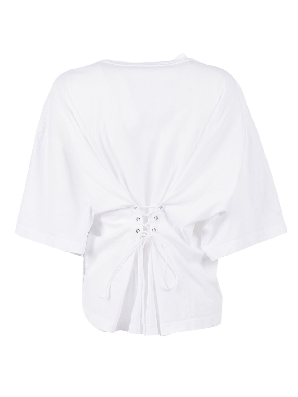 Agolde Ellery Lace Up Cotton T-Shirt Wit