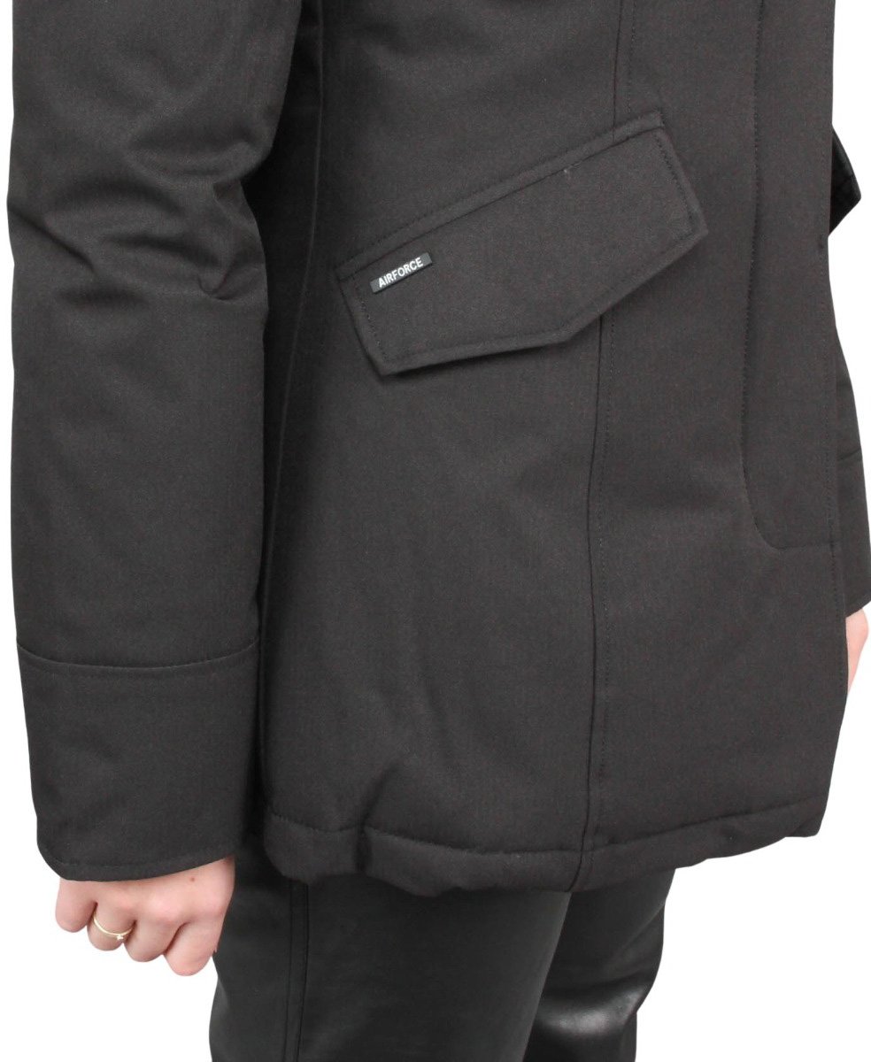 Airforce 2 Pocket Parka Herringbone Zwart