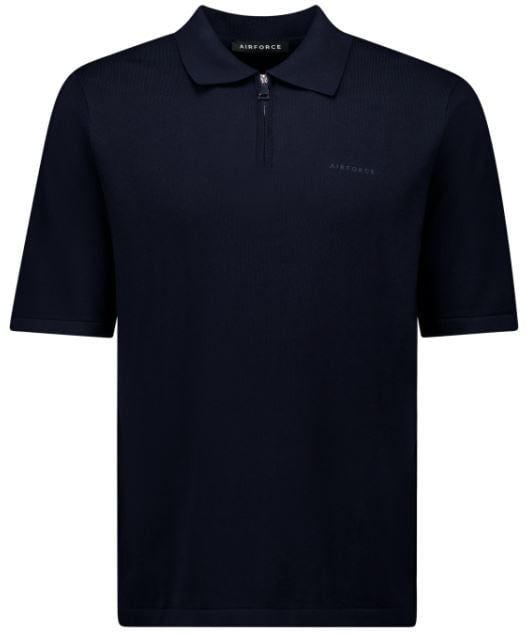 Airforce Knitted Zip Polo Blauw