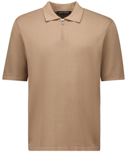 Airforce Knitted Zip Polo Beige