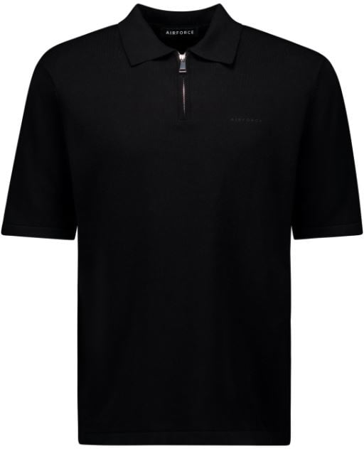 Airforce Knitted Zip Polo Zwart