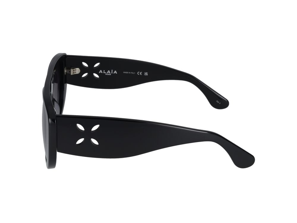 Alaïa Black Floral Cut-Out Oversized Sunglasses Grijs