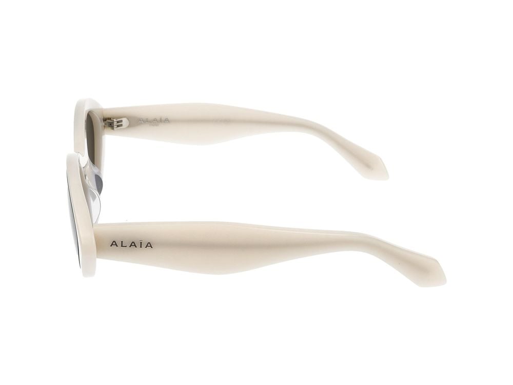 Alaïa White Glossy Acetate Oversized Cat-Eye Sunglasses Grijs