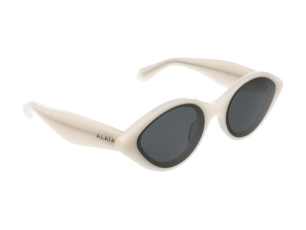 Alaïa White Glossy Acetate Oversized Cat-Eye Sunglasses Grijs