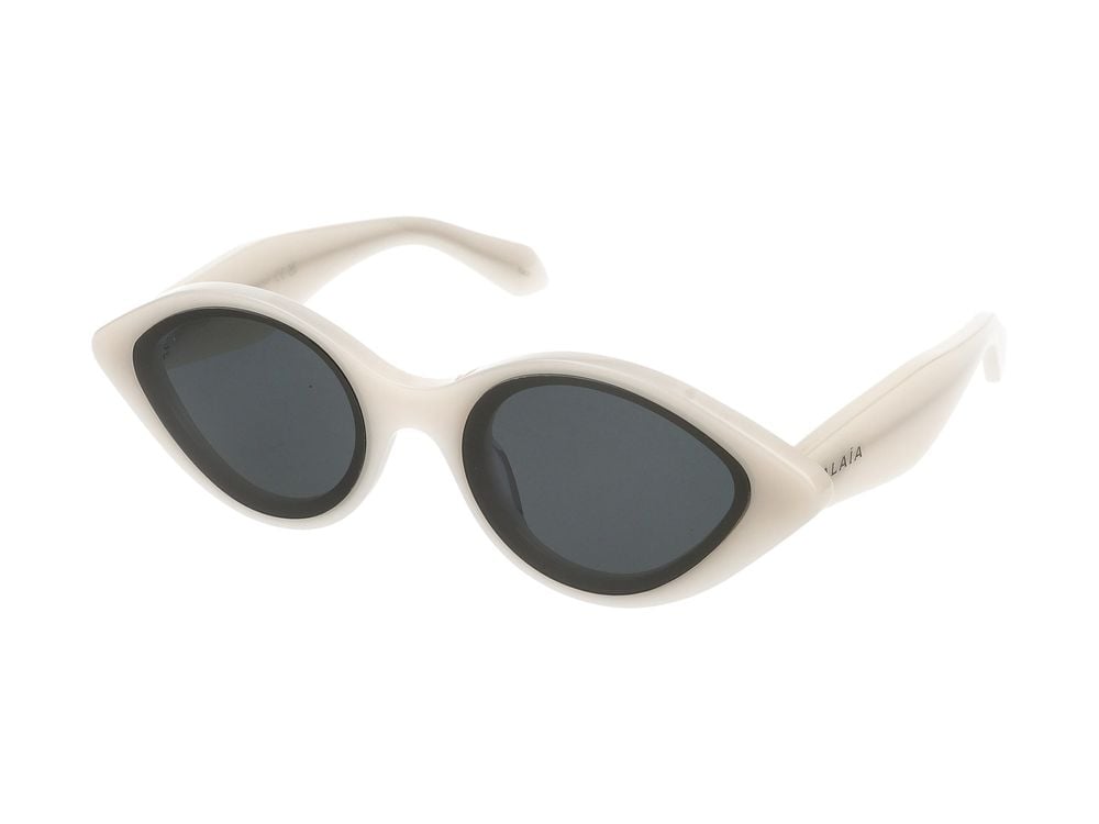 Alaïa White Glossy Acetate Oversized Cat-Eye Sunglasses Grijs
