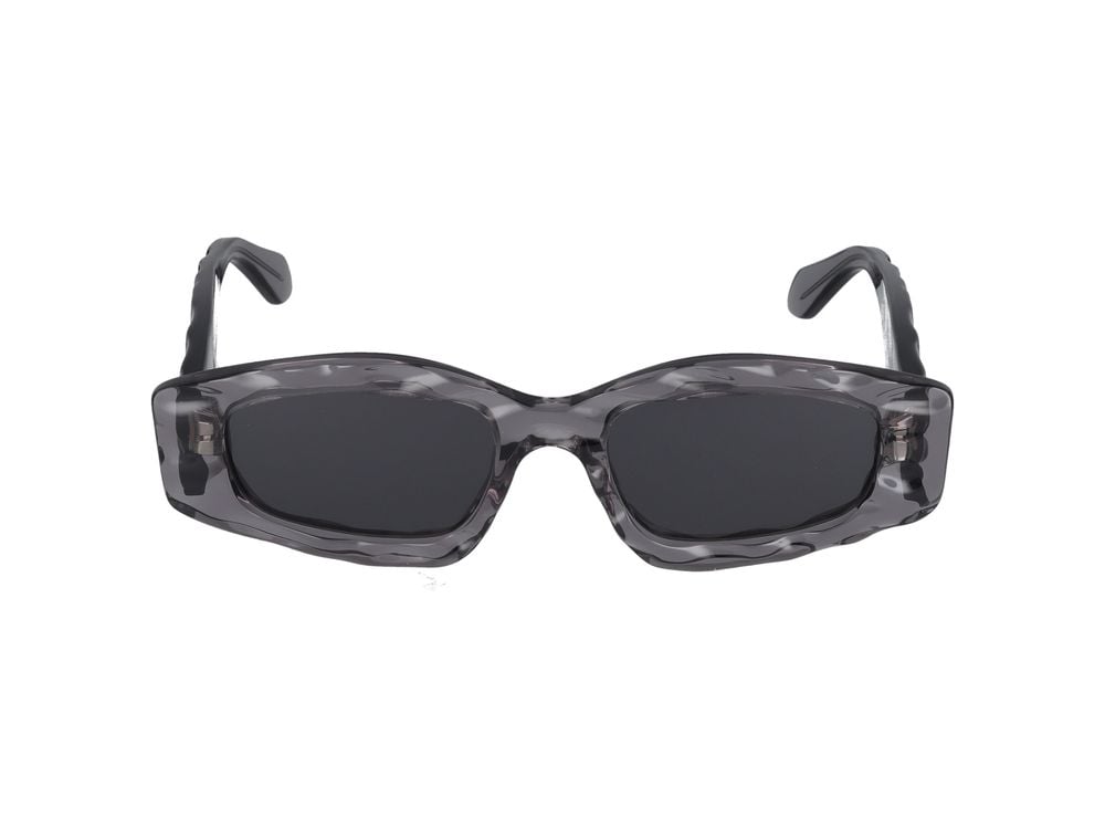 Alaïa Grey Wavy Textured Oversized Rectangular Sunglasses Grijs