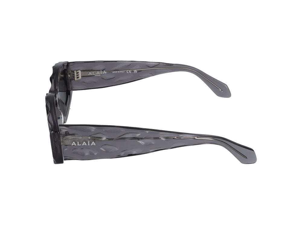 Alaïa Grey Wavy Textured Oversized Rectangular Sunglasses Grijs