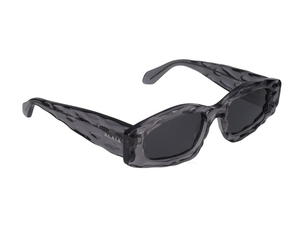 Alaïa Grey Wavy Textured Oversized Rectangular Sunglasses Grijs