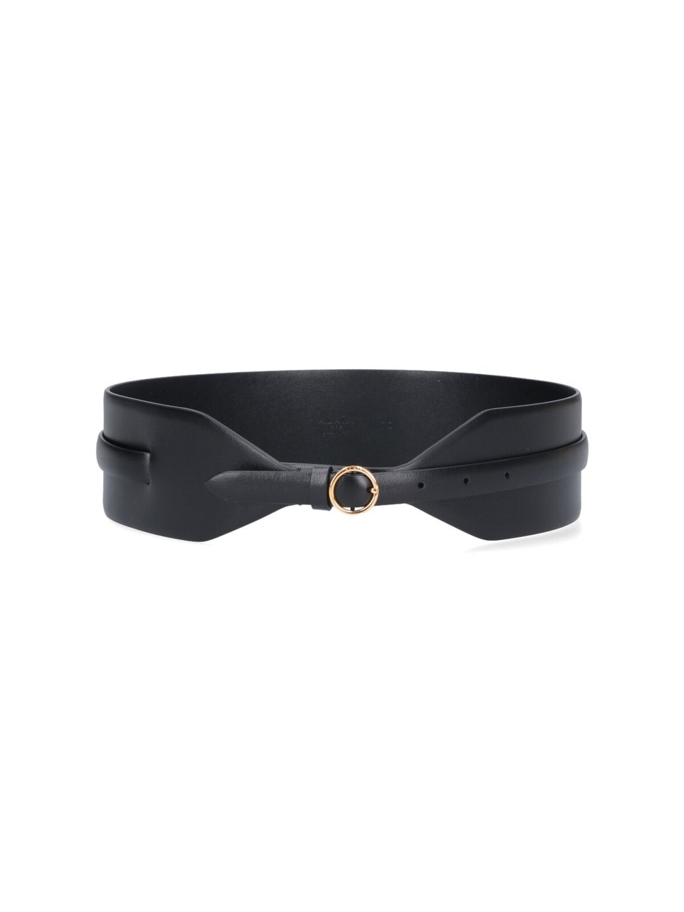 Alaïa Black Wide Double Calf Leather Belt Zwart